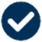 blue circle, white check mark